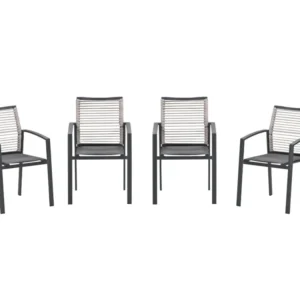 Garden Impressions Cosmo tuinstoelen set van 4 – carbon black / rope natural