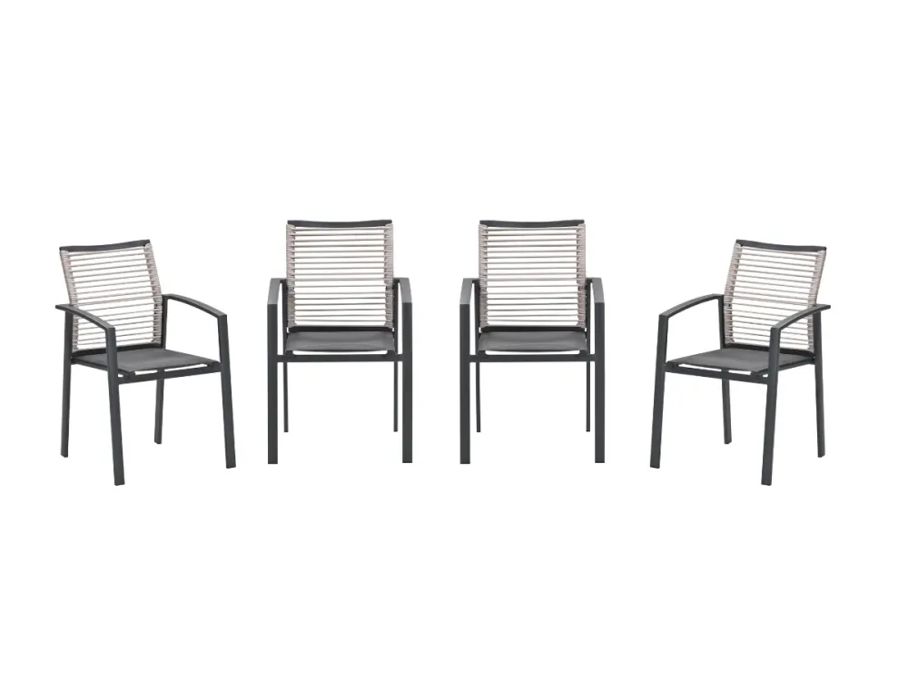 Garden Impressions Cosmo tuinstoelen set van 4 – carbon black / rope natural