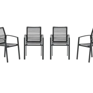 Garden Impressions Cosmo tuinstoelen set van 4 – carbon black / rope dark grey