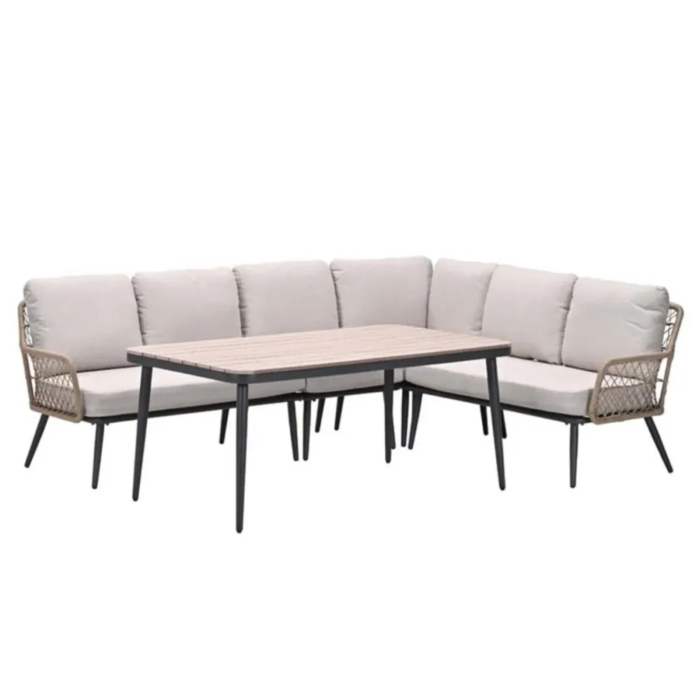 Garden Impressions hoek lounge dining set R Kalibo donker grijs 4-delig