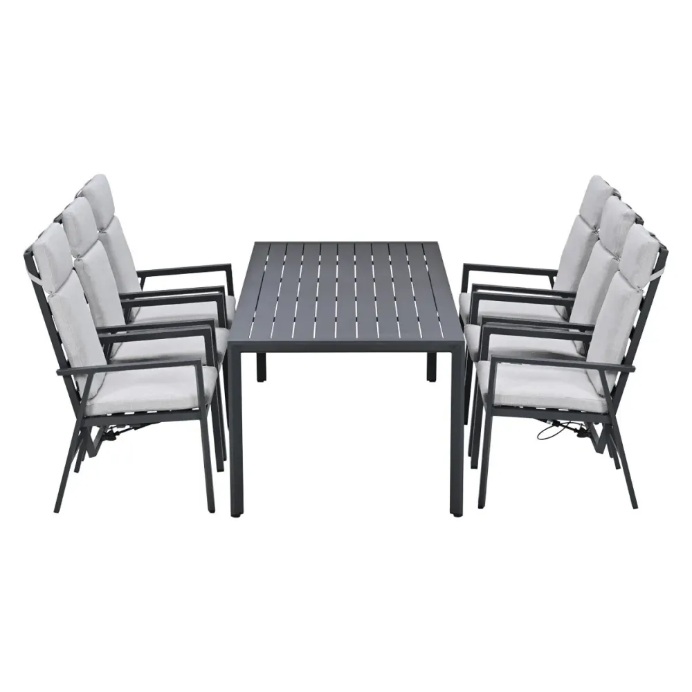 Garden Impressions Kasper tuinset 7-delig - tuintafel 220x93 cm donker grijs