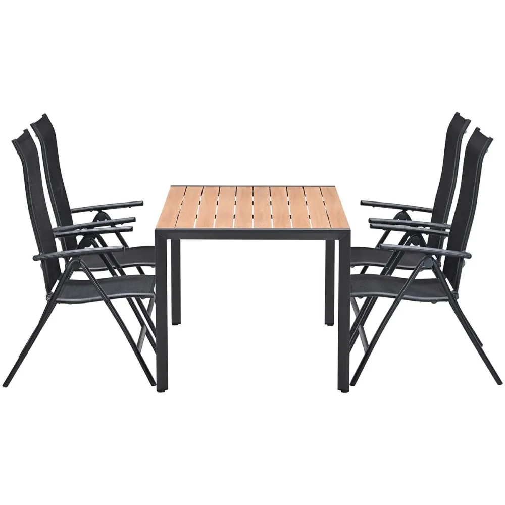 Garden Impressions Limone stoel 4 stuks + Felini tafel 160 cm – 5-delige aluminium tuinset