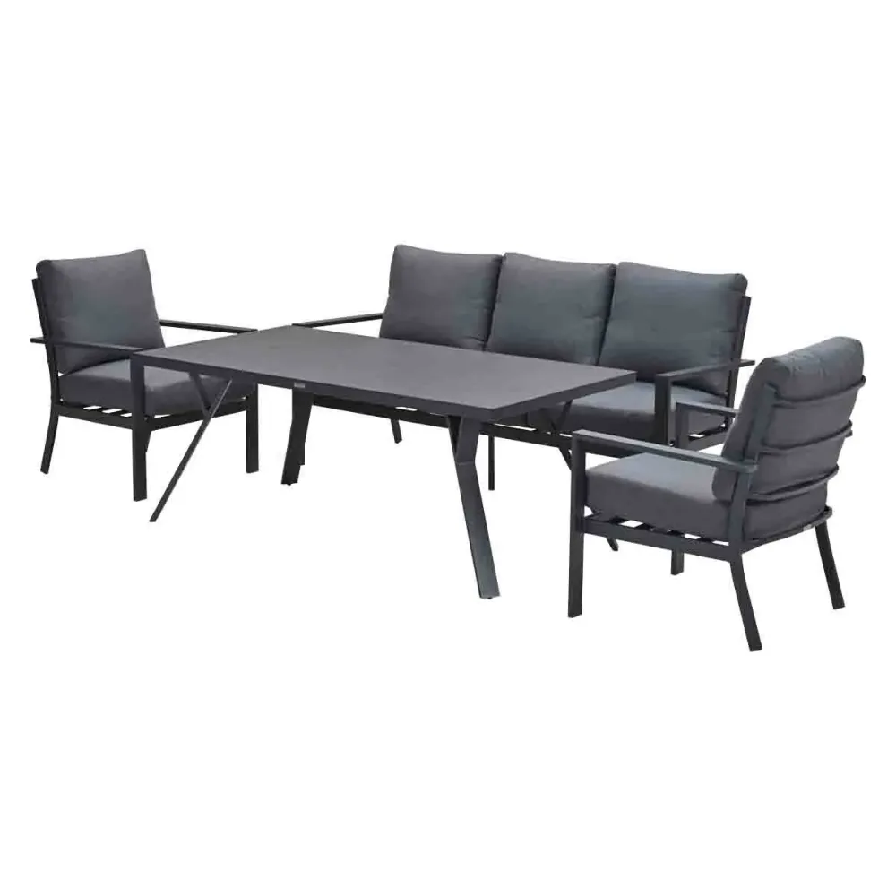 Garden Impressions lounge dining set Senja mystic grey 4-delig stoel-bank