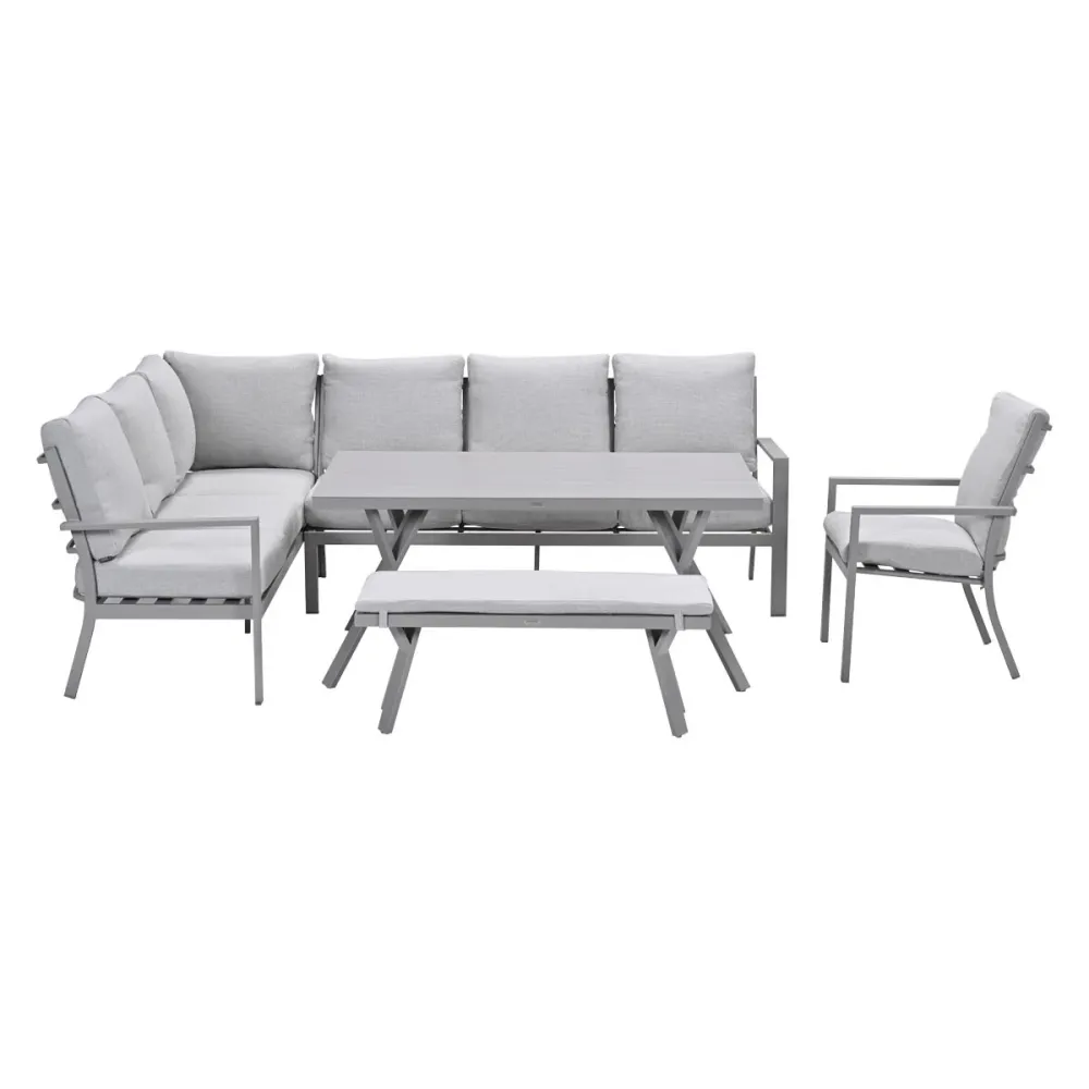 Garden Impressions lounge dining set Senja valley sand - 5-delig - links incl stoel