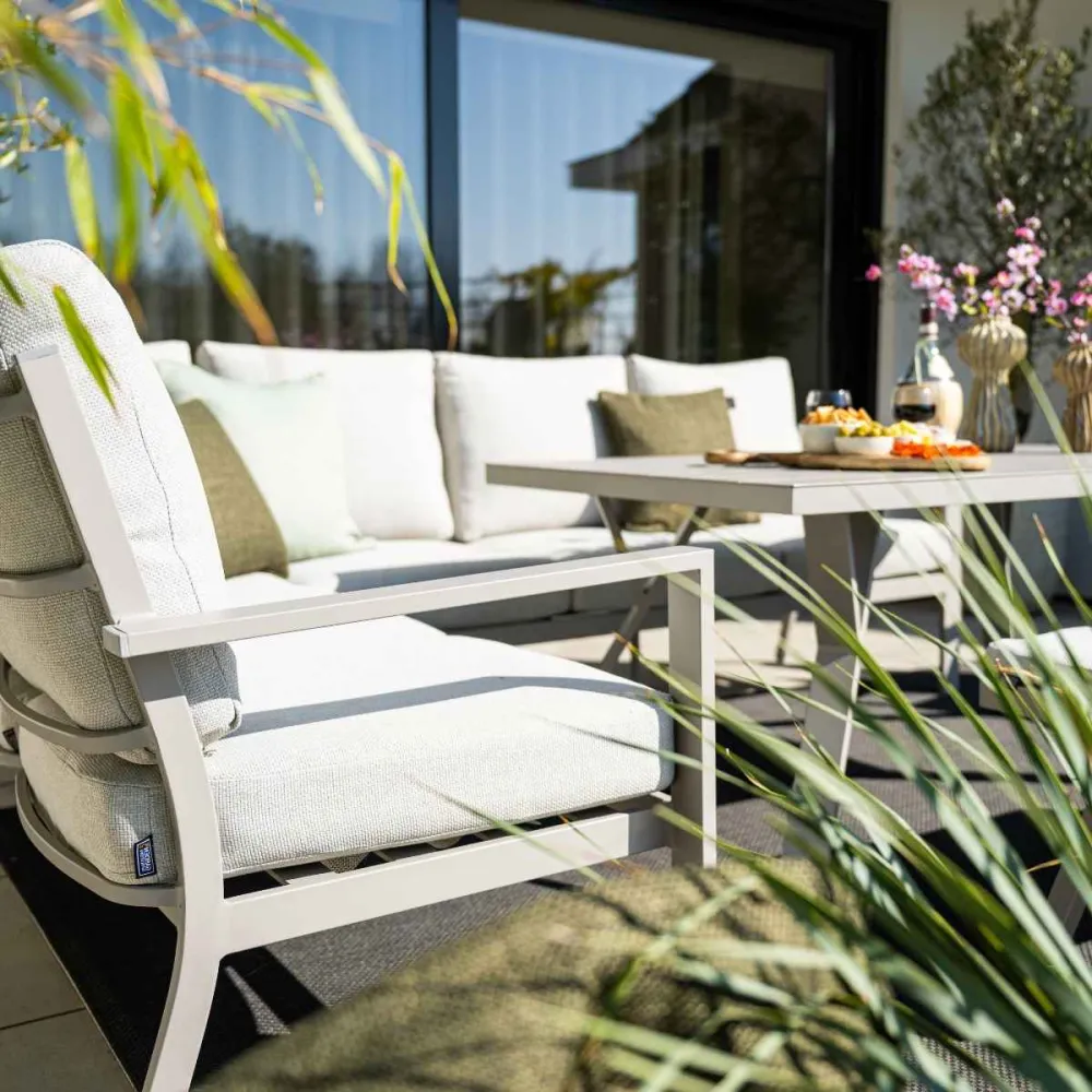 Garden Impressions lounge dining set Senja valley sand - 5-delig - links incl stoel