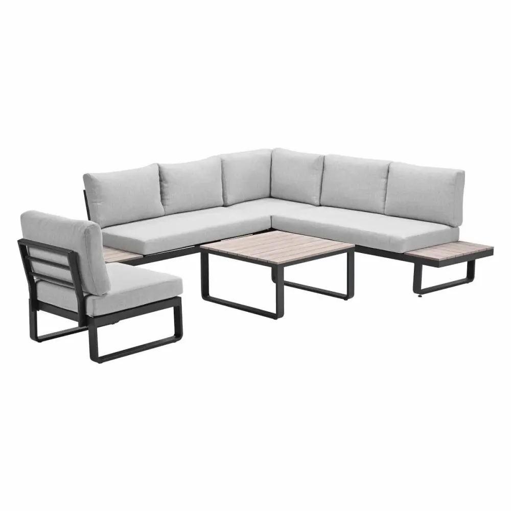 Garden Impressions loungeset Diego 5-delig - donker grijs - valley sand