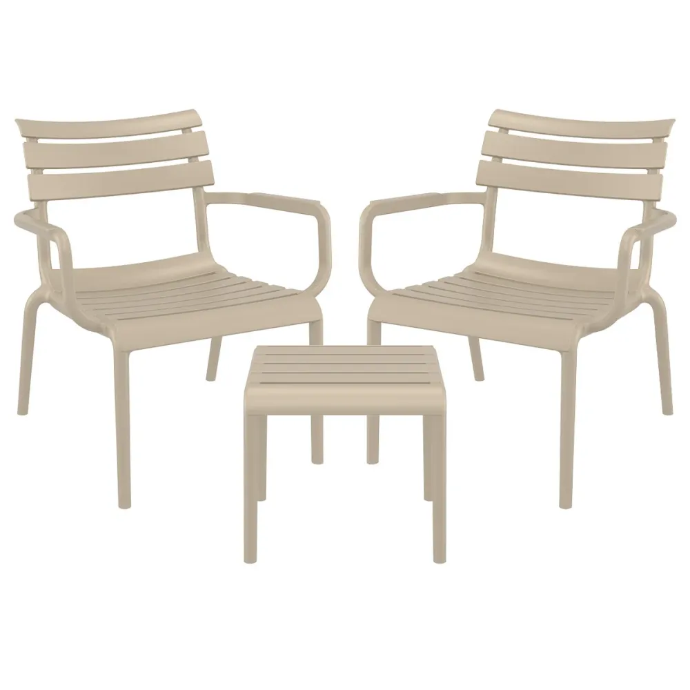 Garden Impressions loungeset Paris taupe 3-delig