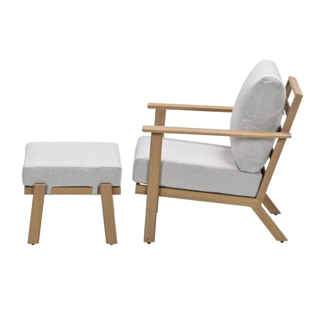 Garden Impressions Loungestoel Ariane light teak look incl voetenbank