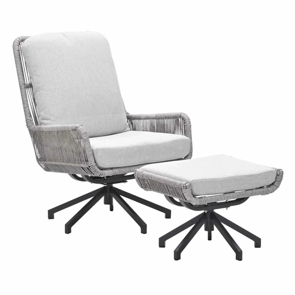 Garden Impressions loungestoel Bosh zand draaibaar incl. voetenbank
