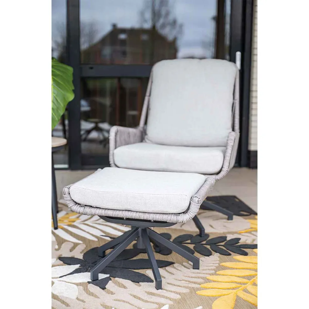 Garden Impressions loungestoel Bosh zand draaibaar incl. voetenbank