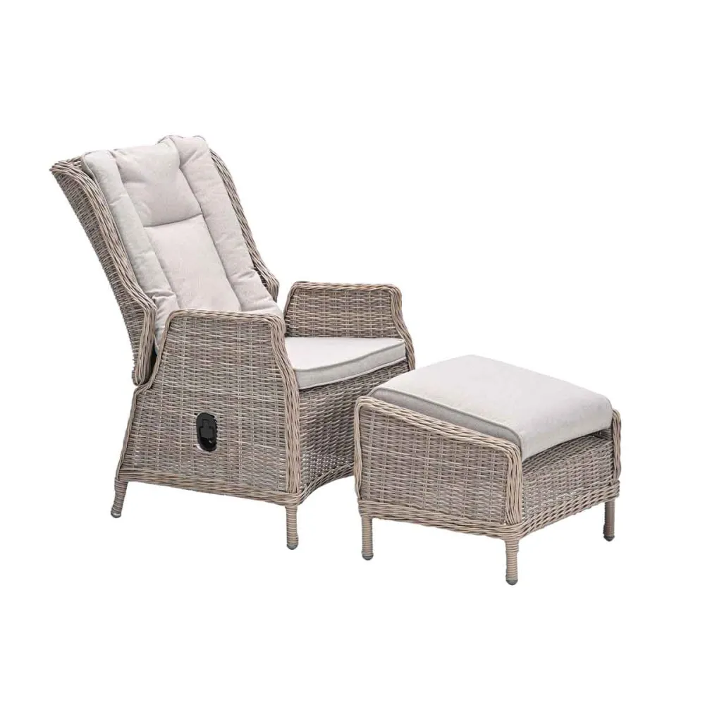 Garden Impressions loungestoel Marbella vintage willow incl voetenbank
