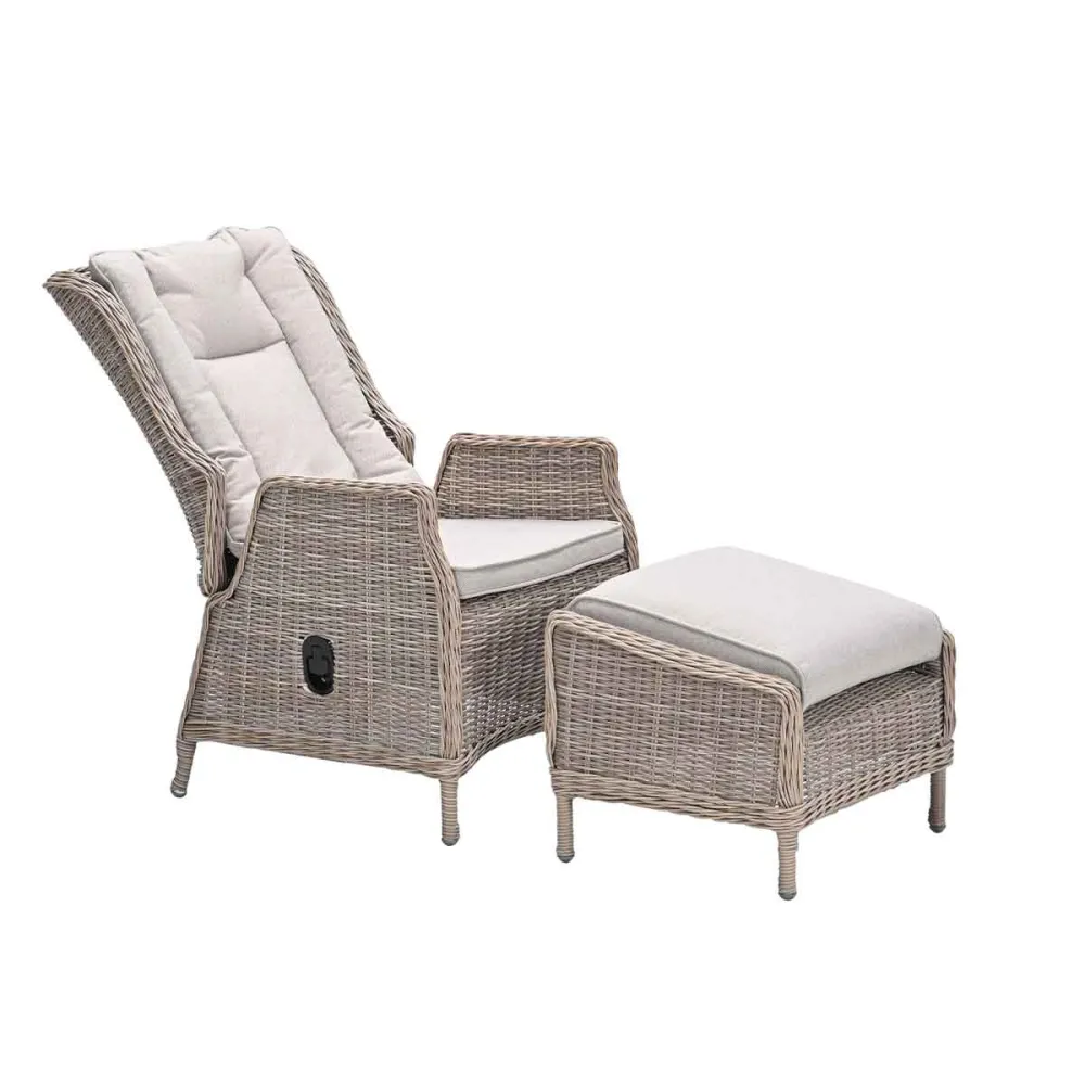 Garden Impressions loungestoel Marbella vintage willow incl voetenbank