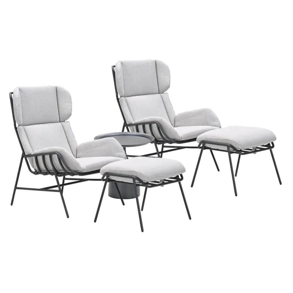 Garden Impressions loungestoelen Fresno - Mati donker grijs - 3-delig