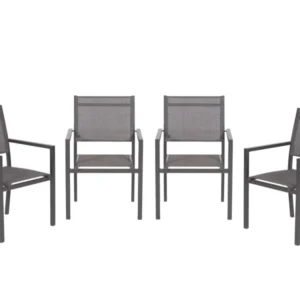 Garden Impressions Moon tuinstoelen set van 4 – carbon black / antraciet