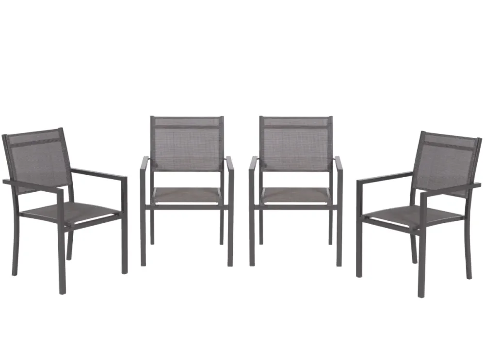 Garden Impressions Moon tuinstoelen set van 4 – carbon black / antraciet
