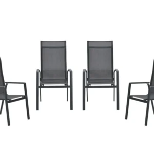 Garden Impressions Osaka stapelbare tuinstoelen set van 4 – carbon black / dark grey