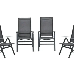 Garden Impressions Osaka verstelbare tuinstoelen set van 4 – carbon black / dark grey