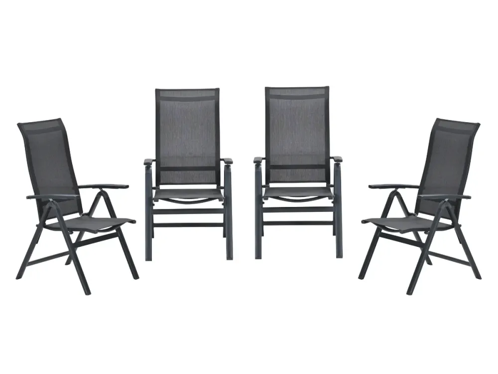 Garden Impressions Osaka verstelbare tuinstoelen set van 4 – carbon black / dark grey