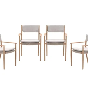 Garden Impressions Parijs tuinstoelen set van 4 – light teak look / desert sand