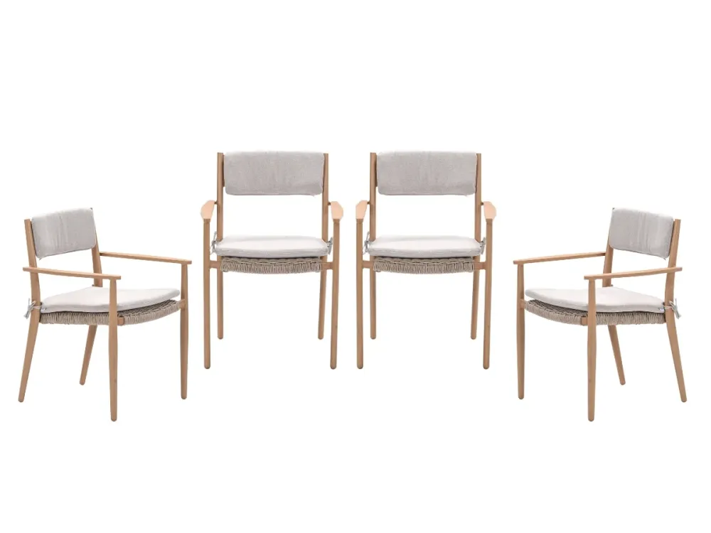Garden Impressions Parijs tuinstoelen set van 4 – light teak look / desert sand