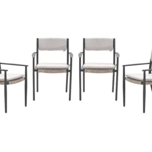 Garden Impressions Parijs tuinstoelen set van 4 – carbon black / desert sand