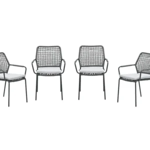 Garden Impressions Swifty tuinstoelen set van 4 – carbon black / rope grey