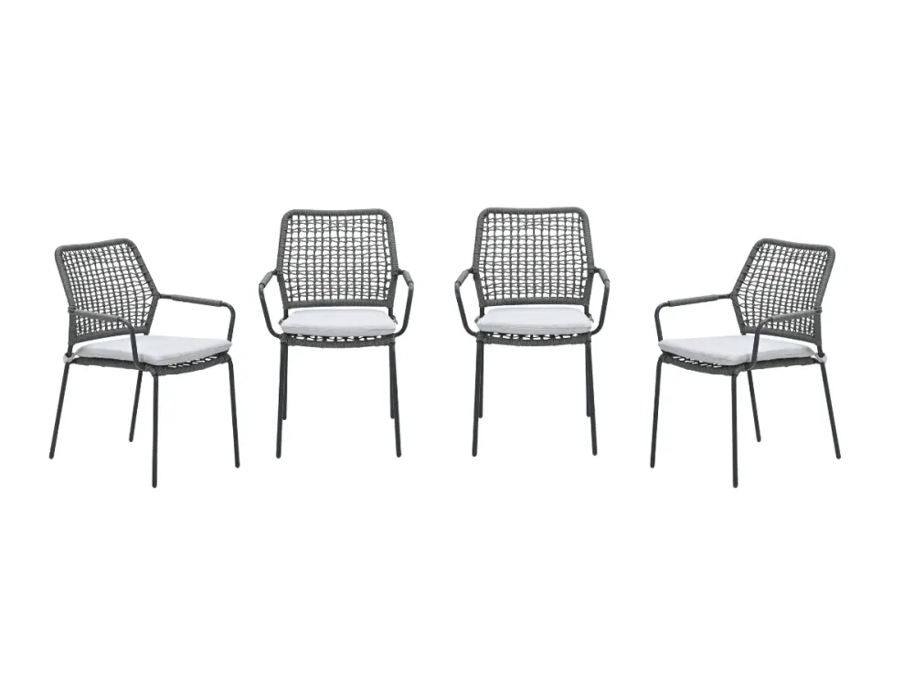 Garden Impressions Swifty tuinstoelen set van 4 – carbon black / rope grey