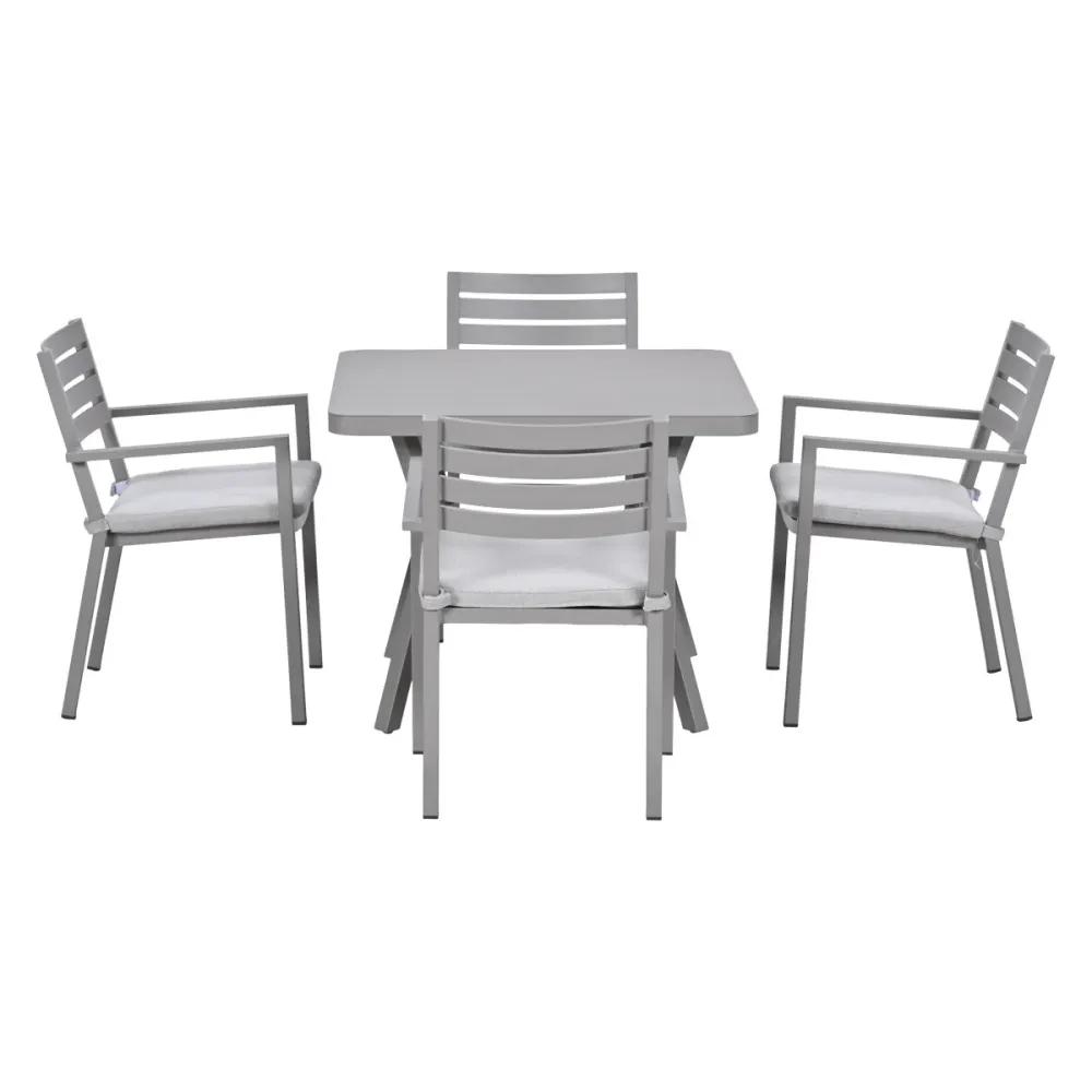 Garden Impressions Tuinset Amarillo 5-delig - Mina tuintafel 90x90 taupe