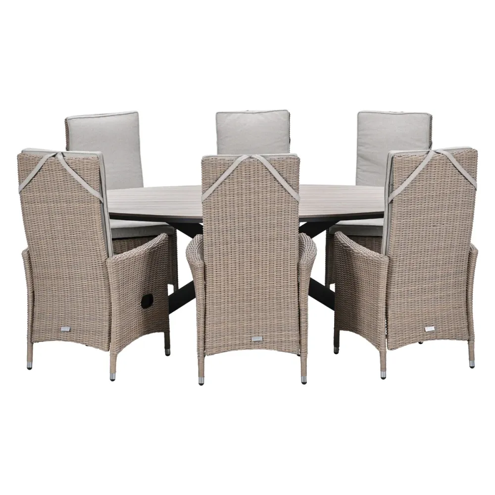 Garden Impressions Tuinset Collin 7-delig - Tulli tuintafel 220x115xH75 cm