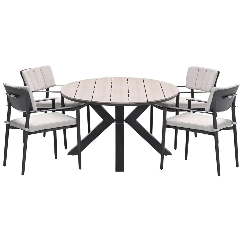 Garden Impressions tuinset Dane - Tulli - donker grijs - 180x115 cm - 5-delig