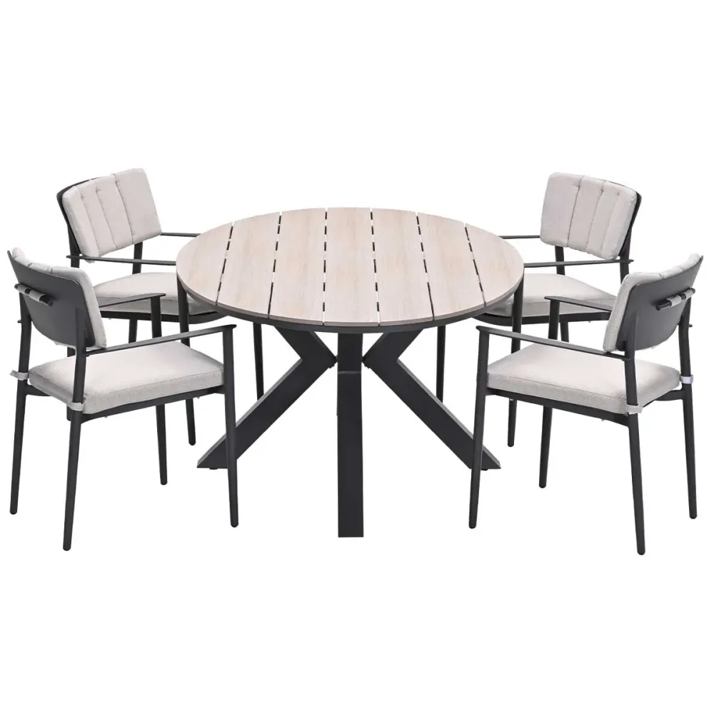 Garden Impressions tuinset Dane - Tulli - donker grijs - 180x115 cm - 5-delig