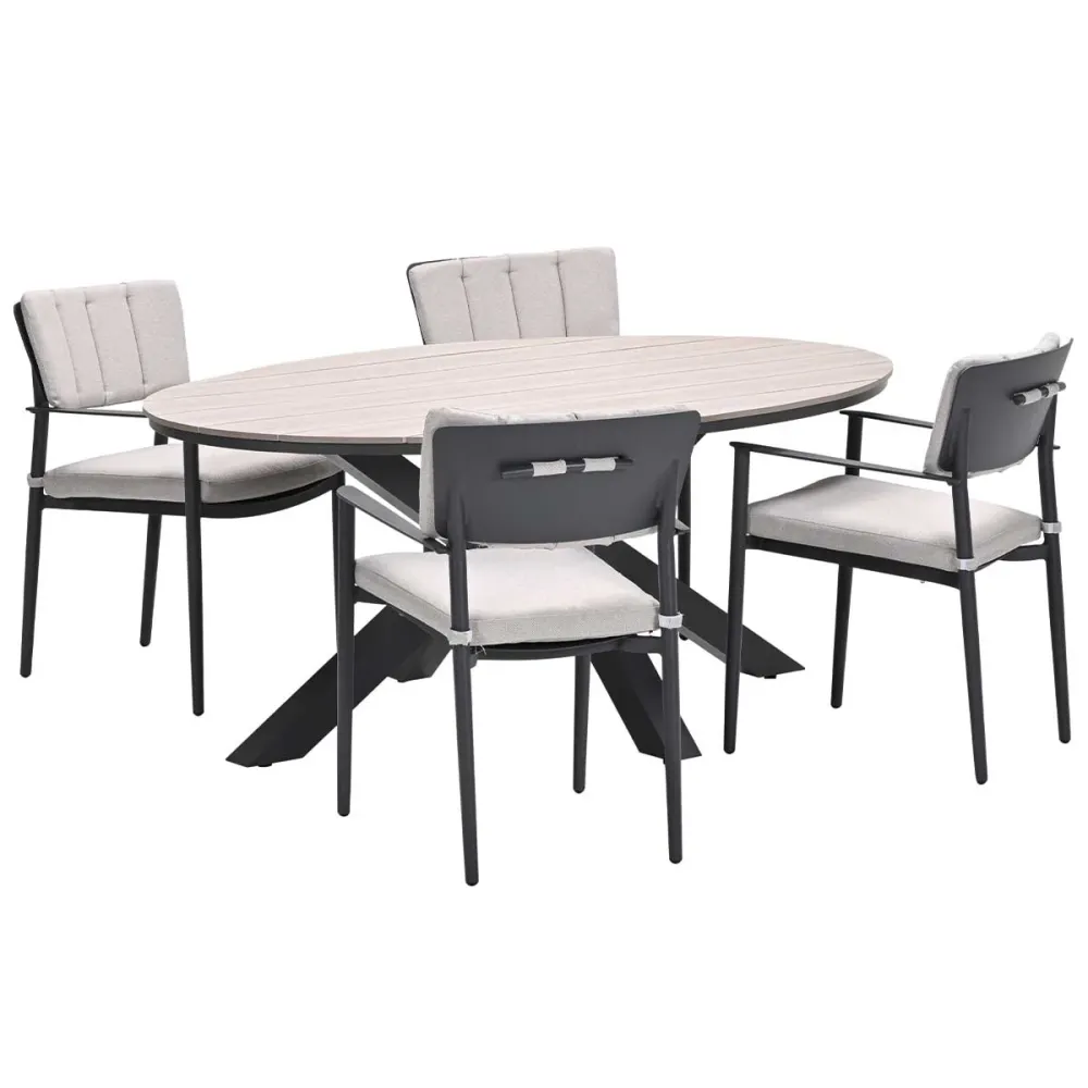 Garden Impressions tuinset Dane - Tulli - donker grijs - 180x115 cm - 5-delig