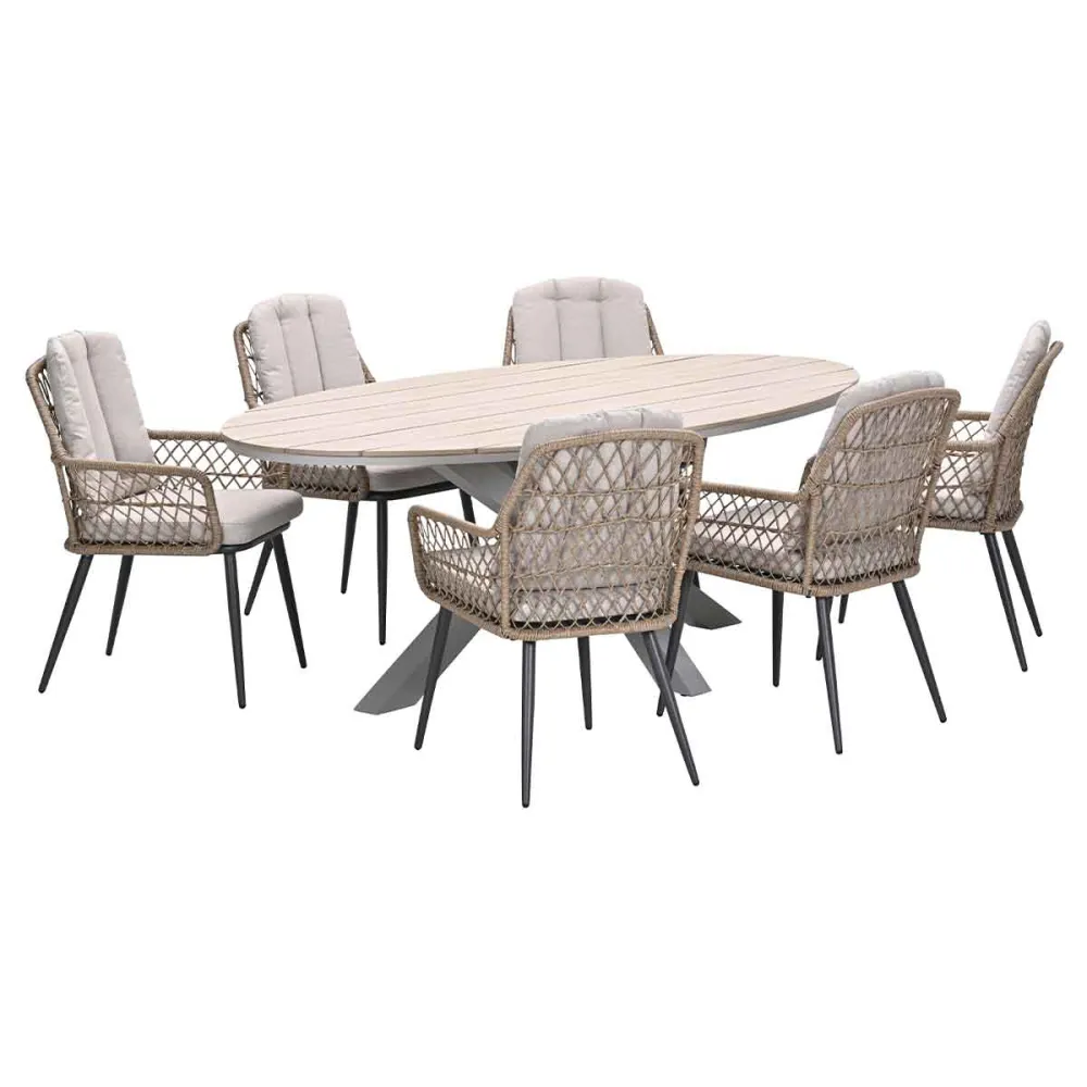 Garden Impressions tuinset Kalibo - Tulli - natural - 220x115 cm - 7-delig
