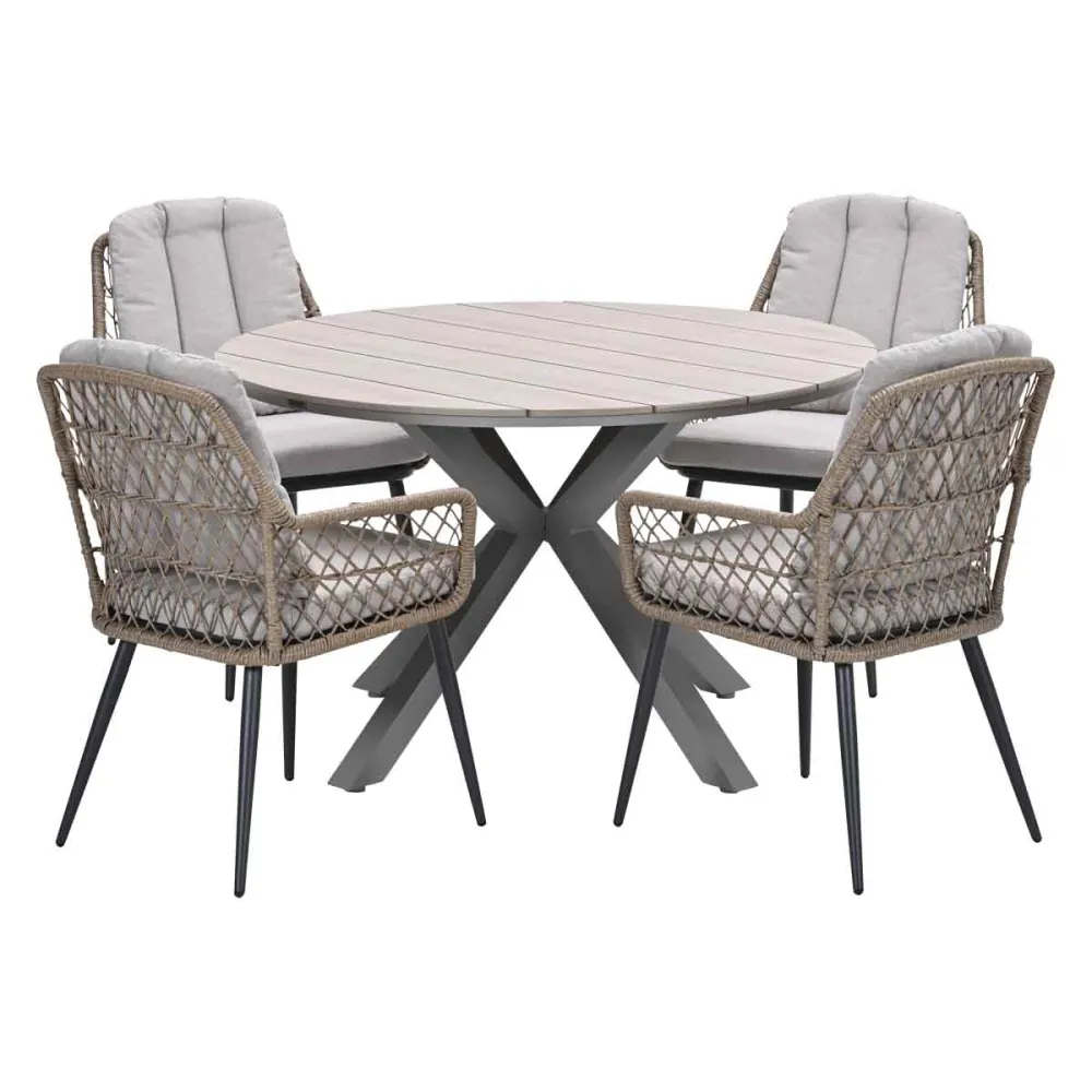 Garden Impressions tuinset Kalibo - Tulli - natural - Ø122x75 cm - 5-delig