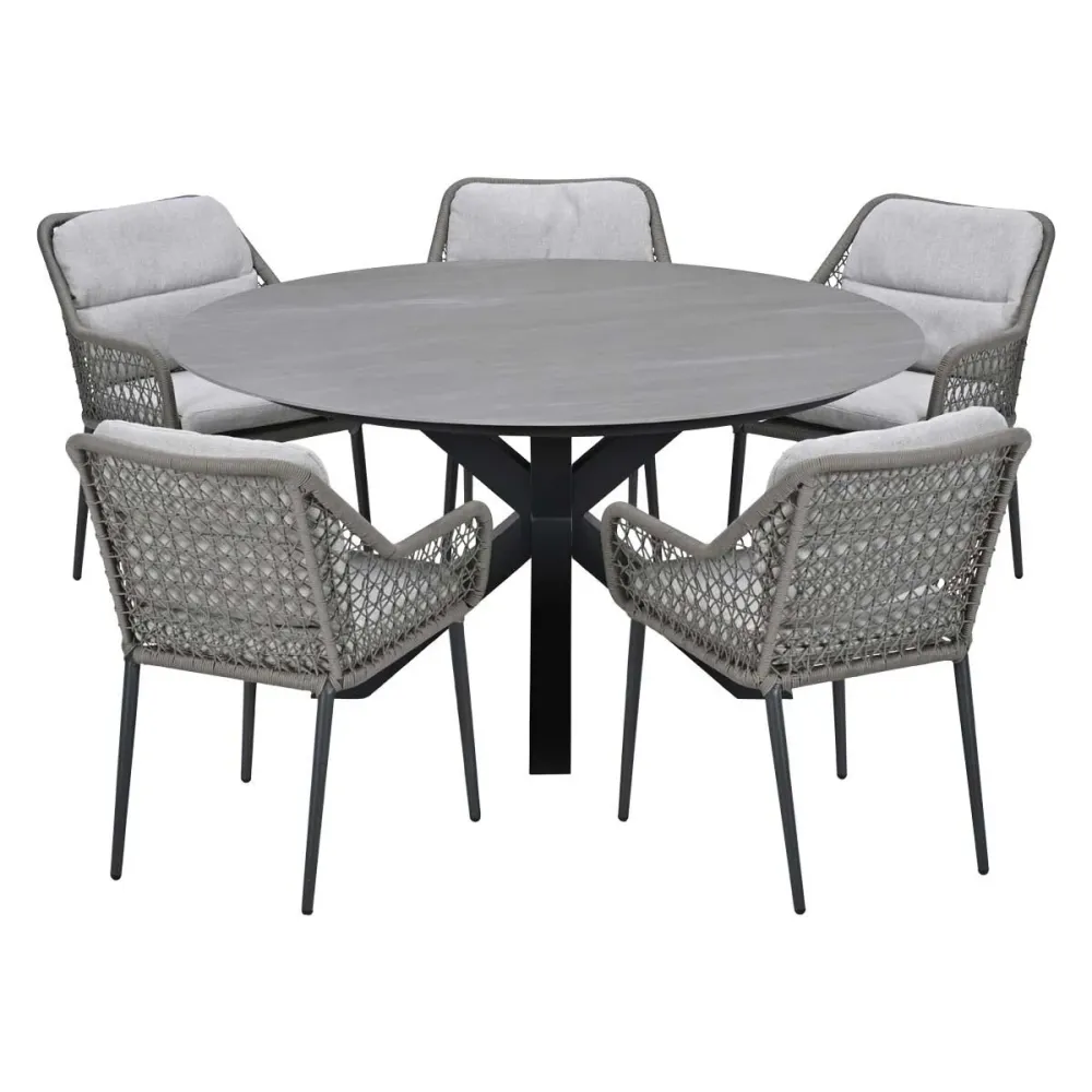 Garden Impressions Tuinset Pemba 6-delig - Duuk tuintafel Ø150 cm