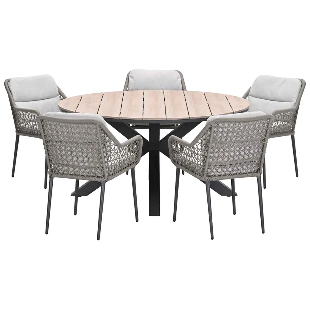 Garden Impressions tuinset Pemba - Tulli - taupe - Ø148x75 cm - 6-delig