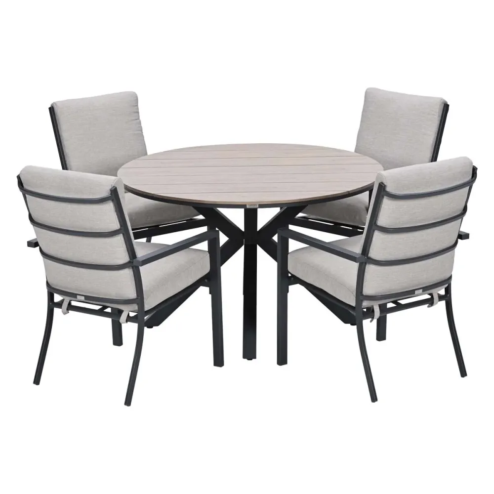 Garden Impressions Tuinset Senja 5-delig sandstone - Tulli tuintafel Ø122x75 cm