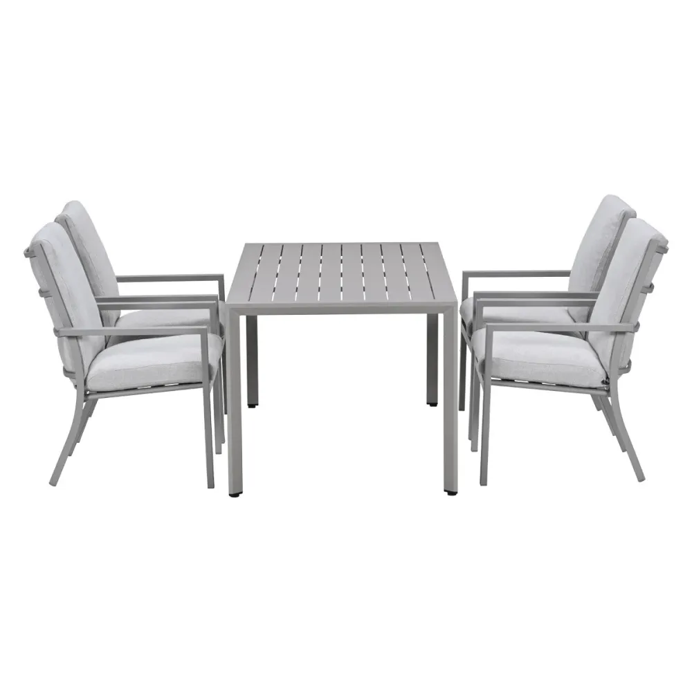 Garden Impressions Tuinset Senja 5-delig taupe - Kasper tuintafel 160x90 cm