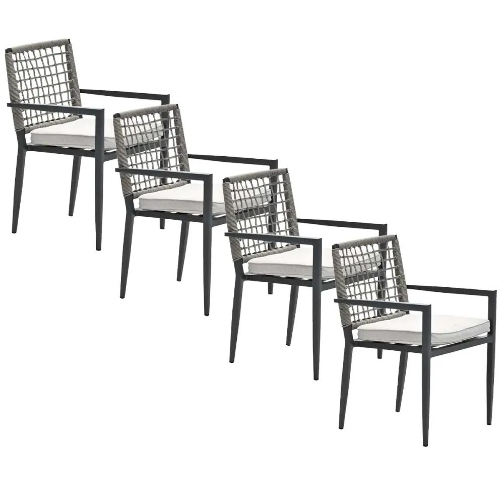 Garden Impressions tuinstoel Burela taupe set van 4