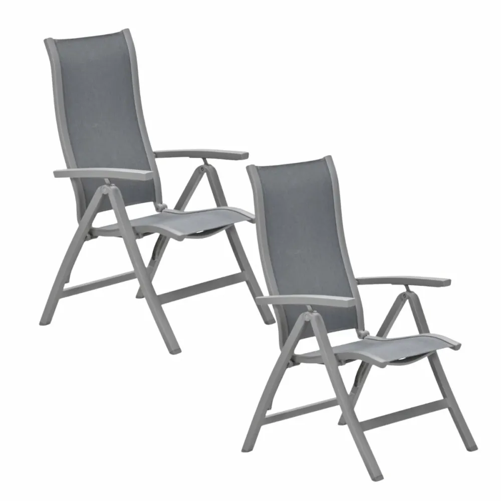 Garden Impressions Tuinstoel Hilly verstelbaar taupe - 2 stuks