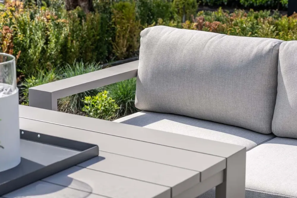 Lounge hoekbank Levanto - 7-persoons - taupe - hoge tafel - 3 delen Garden Impressions