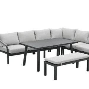 Lounge-diningset Monti - zwart - 7-persoons - aluminium Garden Impressions