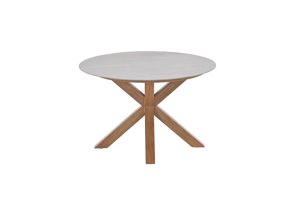 Lowland tafel - Ø120 cm - light teaklook - Centostone Napoli sand Garden Impressions