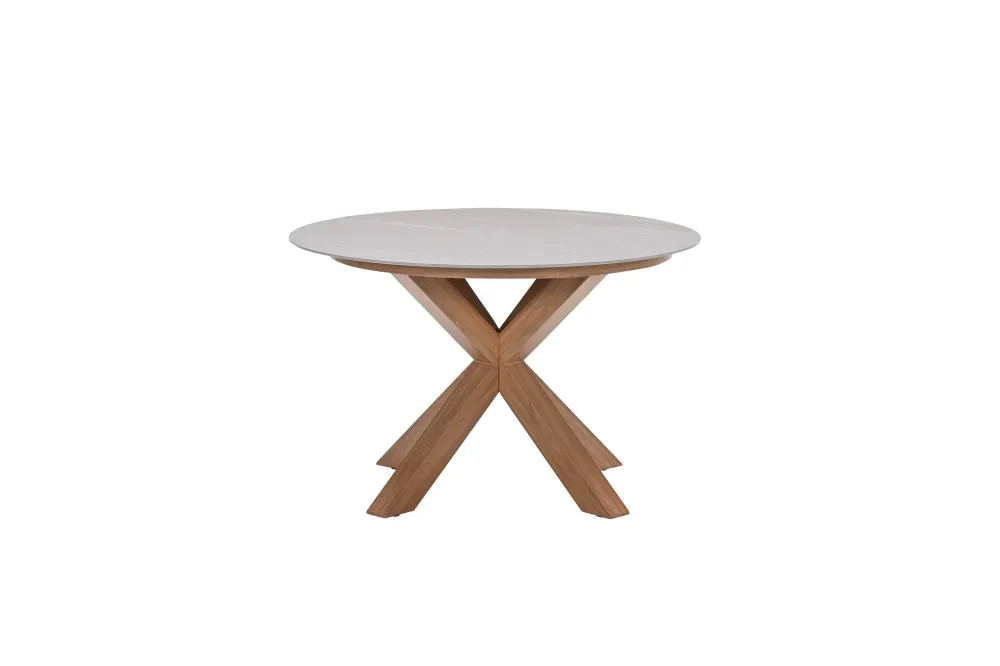 Lowland tafel - Ø120 cm - light teaklook - Centostone Napoli sand Garden Impressions