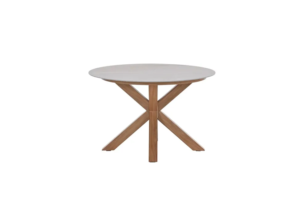 Lowland tafel - Ø120 cm - light teaklook - Centostone Napoli sand Garden Impressions