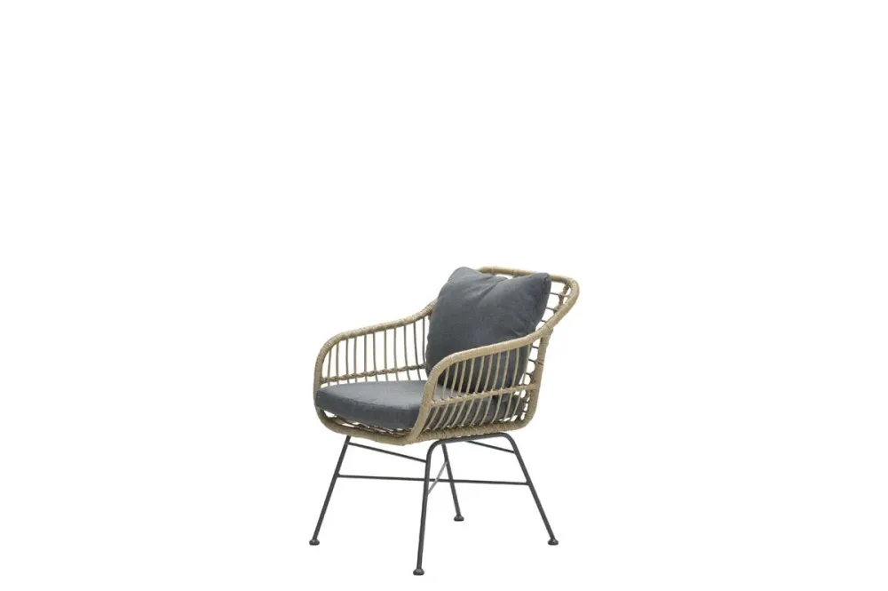 Margriet dining fauteuil - carbon black - natural rotan - mystic grey Garden Impressions