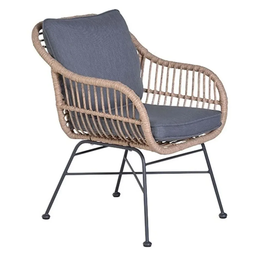 Margriet dining fauteuil - carbon black - natural rotan - mystic grey Garden Impressions