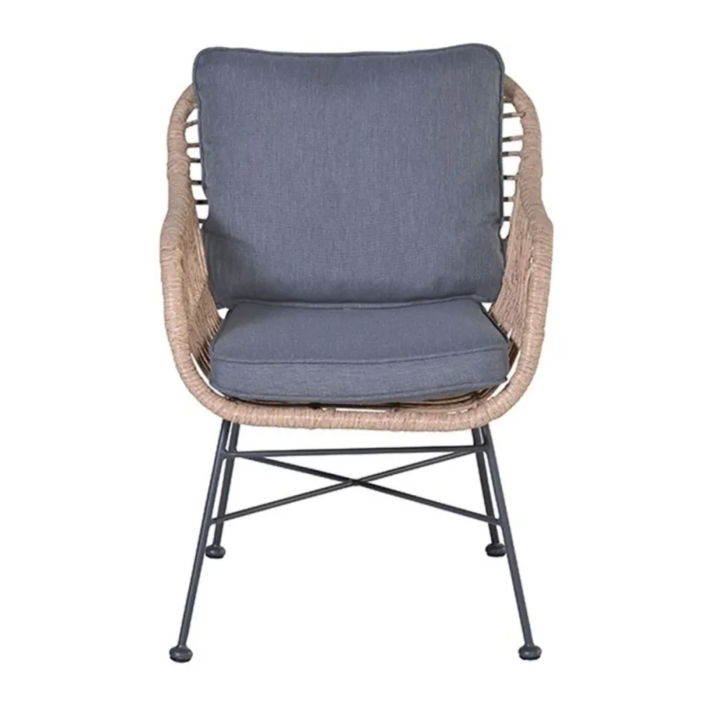Margriet dining fauteuil - carbon black - natural rotan - mystic grey Garden Impressions