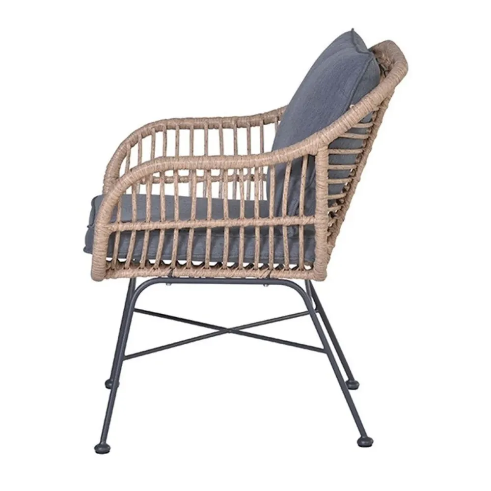 Margriet dining fauteuil - carbon black - natural rotan - mystic grey Garden Impressions