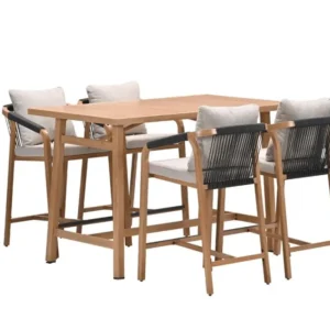 Monti barset - 5-dlg.- light teaklook - rope lava zwart - gobi sand Garden Impressions